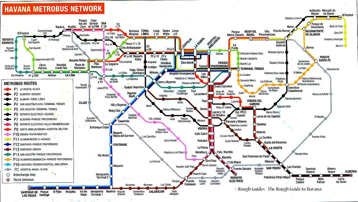 žemėlapis Havana autobusu