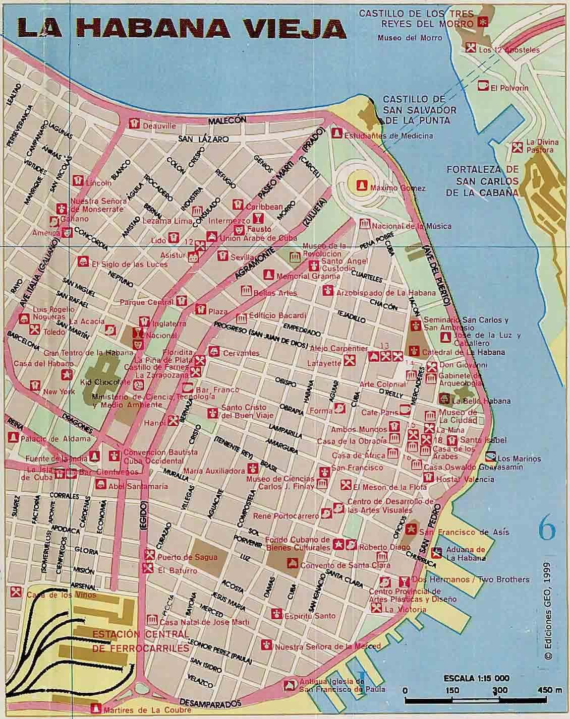 old Havana, Kuba žemėlapyje