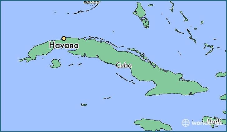 Havana, Kuba žemėlapyje