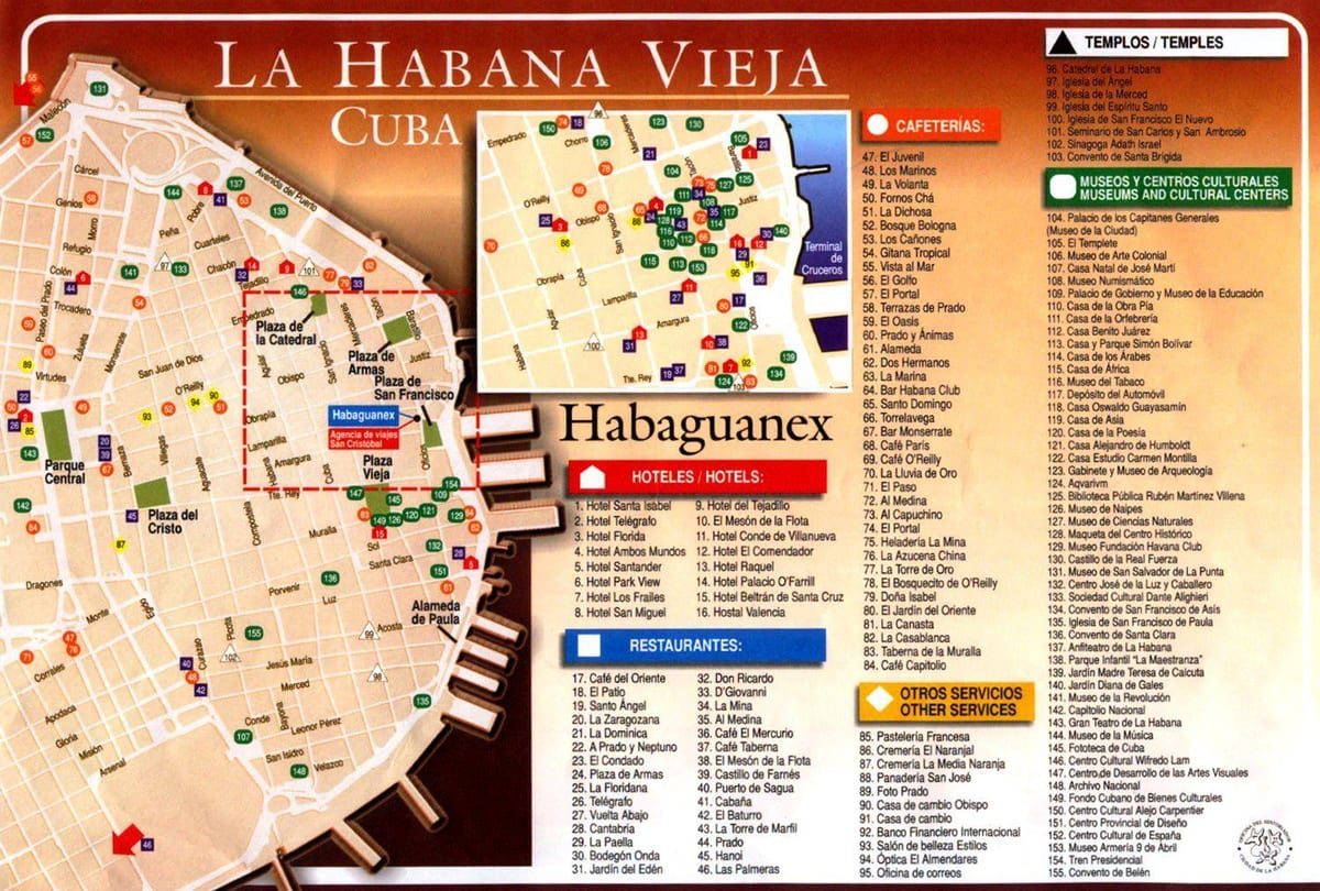 Havana lankytinos vietos žemėlapyje