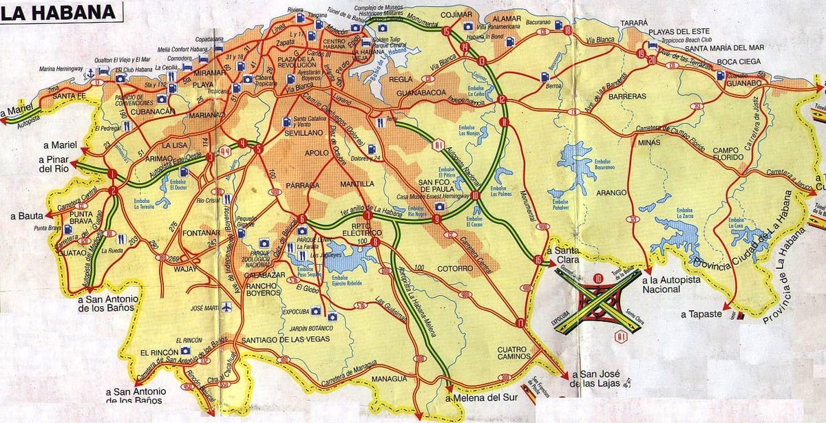 la Habana Kuba žemėlapyje