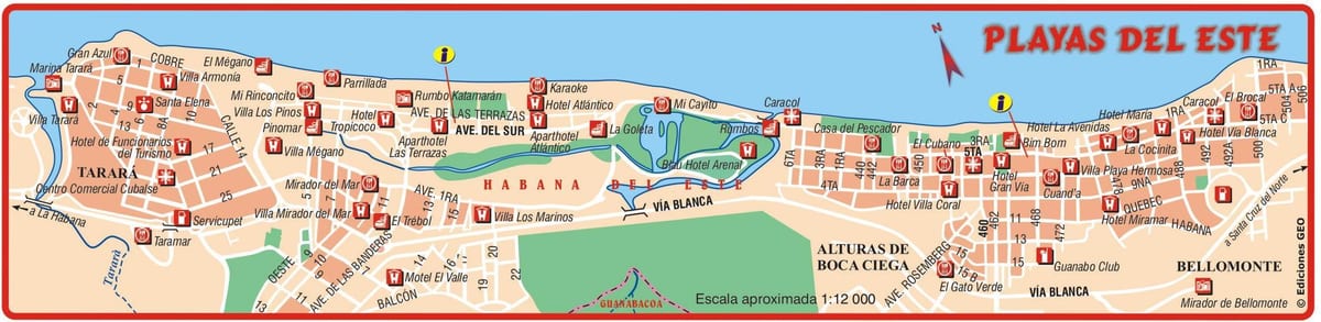žemėlapis playa del este Kuba