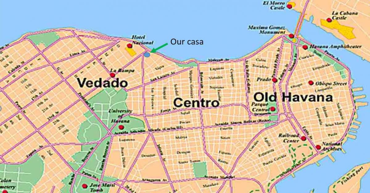 žemėlapis vedado Havana, Kuba